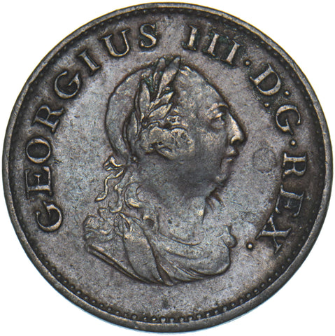 1806 Ireland Farthing - George III Copper Coin - Nice