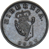 1806 Ireland Farthing - George III Copper Coin - Nice