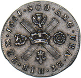 1681 Scotland 1/4 Merk (1/16th Dollar) - Charles II Silver Coin - Very Nice