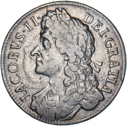1686 Crown - James II British Silver Coin - Nice