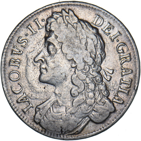 1686 Crown - James II British Silver Coin - Nice