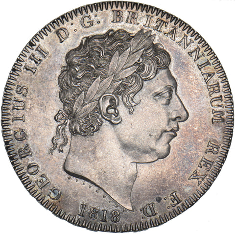 1818 LVIII Crown - George III British Silver Coin - Very Nice