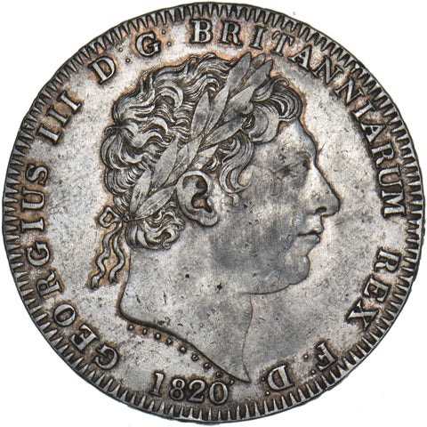 1820 LX Crown - George III British Silver Coin - Nice