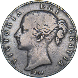1845 Crown - Victoria British Silver Coin - Nice