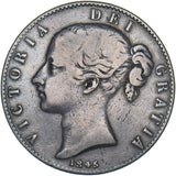 1845 Crown - Victoria British Silver Coin - Nice