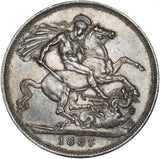 1887 Crown - Victoria British Silver Coin - Very Nice