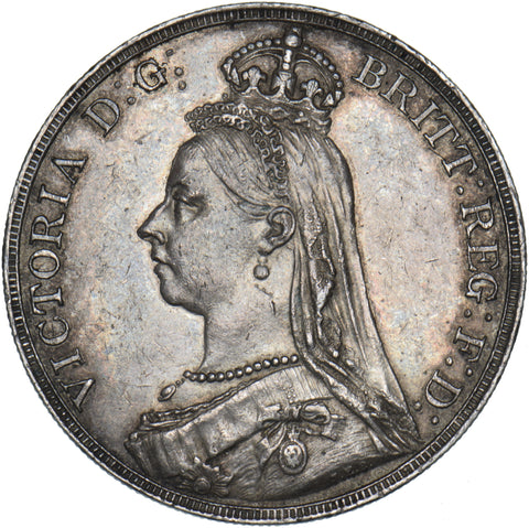 1890 Crown - Victoria British Silver Coin - Very Nice