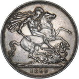 1890 Crown - Victoria British Silver Coin - Very Nice