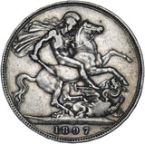 1897 LXI Crown - Victoria British Silver Coin - Nice