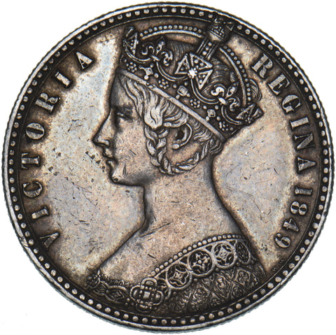 1849 Godless Florin - Victoria British Silver Coin - Very Nice