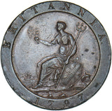 1797 Penny - George III British Copper Coin - Nice