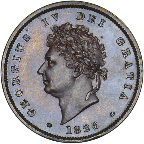 1826 Bronzed Proof Penny - George IV British Copper Coin - Superb