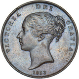 1853 Penny (OT) - Victoria British Copper Coin - Very Nice