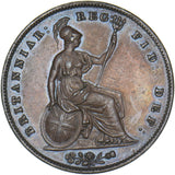 1858 Penny - Victoria British Copper Coin - Very Nice