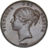 1858 Penny - Victoria British Copper Coin - Very Nice
