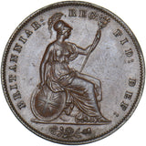 1858 Penny - Victoria British Copper Coin - Very Nice
