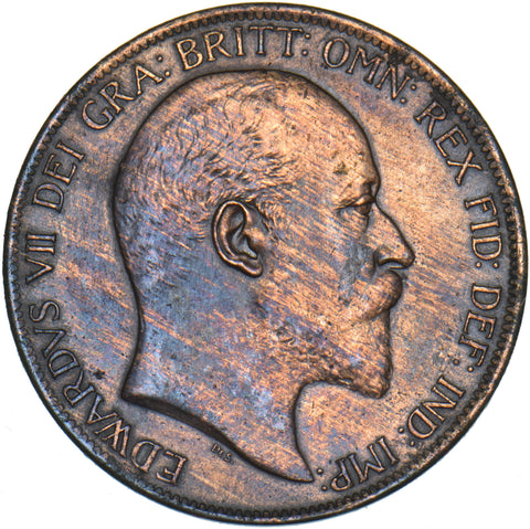 1903 Penny - Edward VII British Bronze Coin - Nice