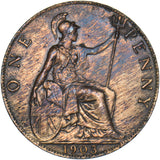 1903 Penny - Edward VII British Bronze Coin - Nice