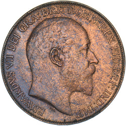 1909 Penny - Edward VII British Bronze Coin - Very Nice