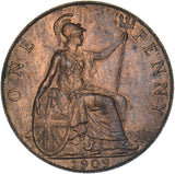 1909 Penny - Edward VII British Bronze Coin - Very Nice