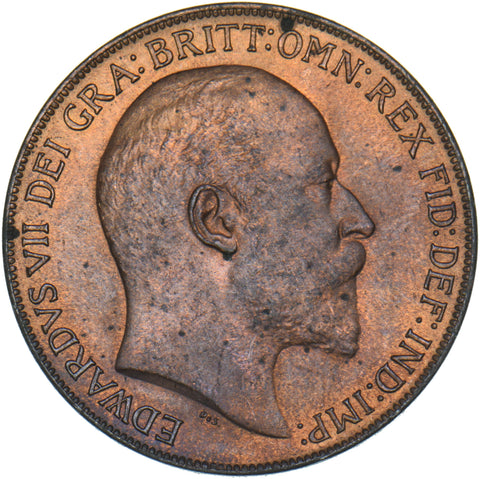 1910 Penny - Edward VII British Bronze Coin - Very Nice