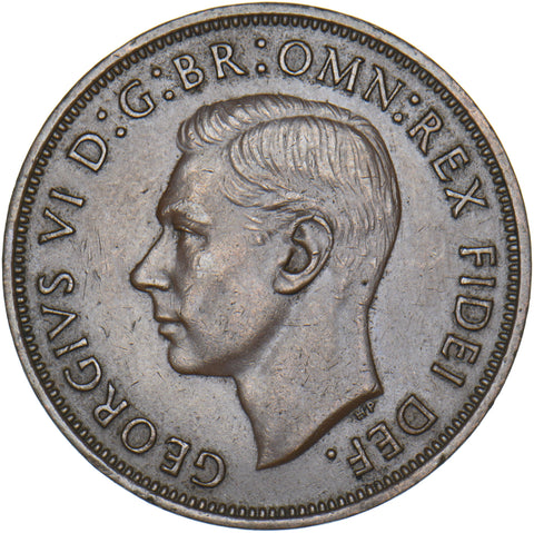 1950 Penny - George VI British Bronze Coin - Very Nice