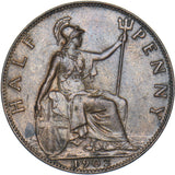 1902 Halfpenny (Low Tide) - Edward VII British Bronze Coin - Very Nice