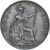 1911 Halfpenny - George V British Bronze Coin - Very Nice