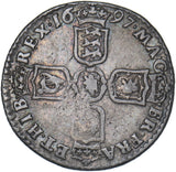 1697 Sixpence - William III British Silver Coin - Nice