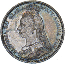 1887 Sixpence (R Over V) - Victoria British Silver Coin - Very Nice