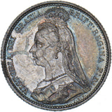 1887 Sixpence (R Over V) - Victoria British Silver Coin - Very Nice