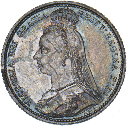 1887 Sixpence (R Over V) - Victoria British Silver Coin - Very Nice