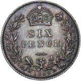 1889 Sixpence - Victoria British Silver Coin - Very Nice