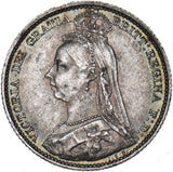 1892 Sixpence - Victoria British Silver Coin - Very Nice