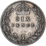 1903 Sixpence - Edward VII British Silver Coin