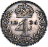 1904 Maundy Fourpence - Edward VII British Silver Coin - Very Nice