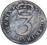 1698 Threepence - William III British Silver Coin