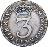 1701 Threepence - William III British Silver Coin - Nice