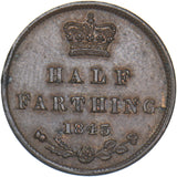 1843 Half Farthing - Victoria British Copper Coin - Very Nice