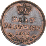 1843 Half Farthing - Victoria British Copper Coin - Very Nice