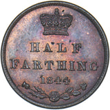 1844 Half Farthing - Victoria British Copper Coin - Very Nice