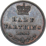 1844 Half Farthing - Victoria British Copper Coin - Very Nice
