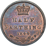 1844 Half Farthing - Victoria British Copper Coin - Superb