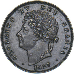 1827 Third Farthing - George IV British Copper Coin - Very Nice