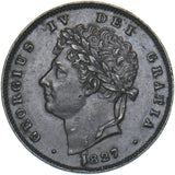 1827 Third Farthing - George IV British Copper Coin - Very Nice