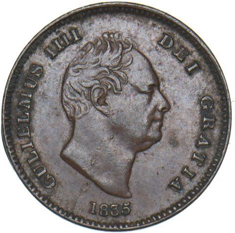 1835 Third Farthing - William IV British Copper Coin - Very Nice