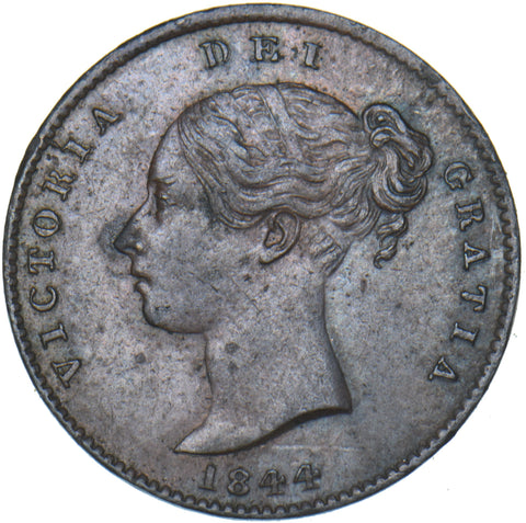 1844 Third Farthing - Victoria British Copper Coin - Very Nice