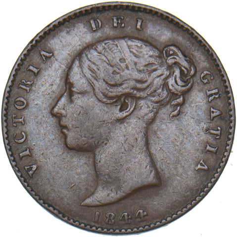 1844 Third Farthing - Victoria British Copper Coin - Nice