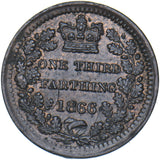 1866 Third Farthing - Victoria British Bronze Coin - Very Nice