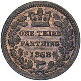 1868 Third Farthing - Victoria British Bronze Coin - Superb